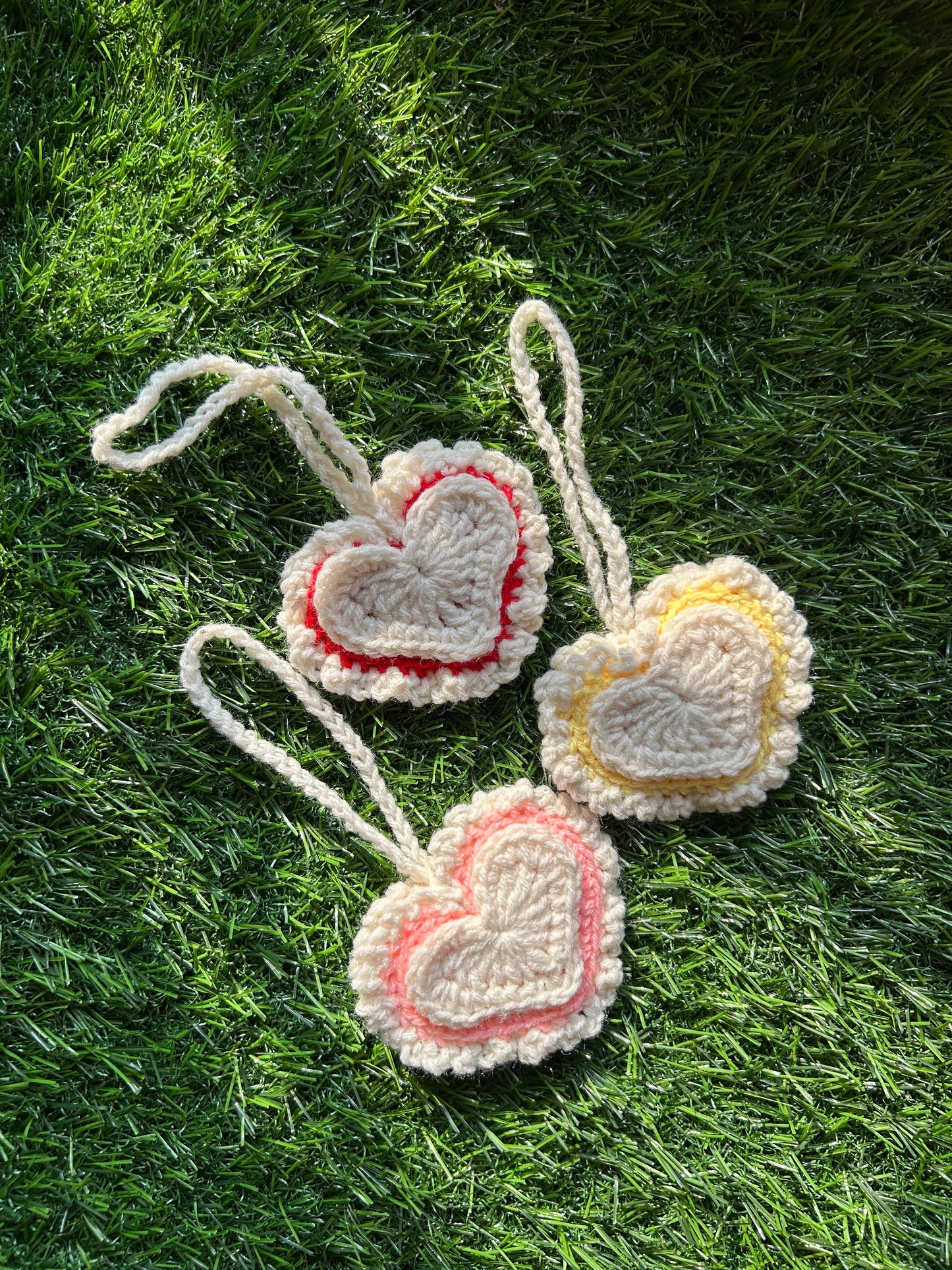 Crochet heart pouch
