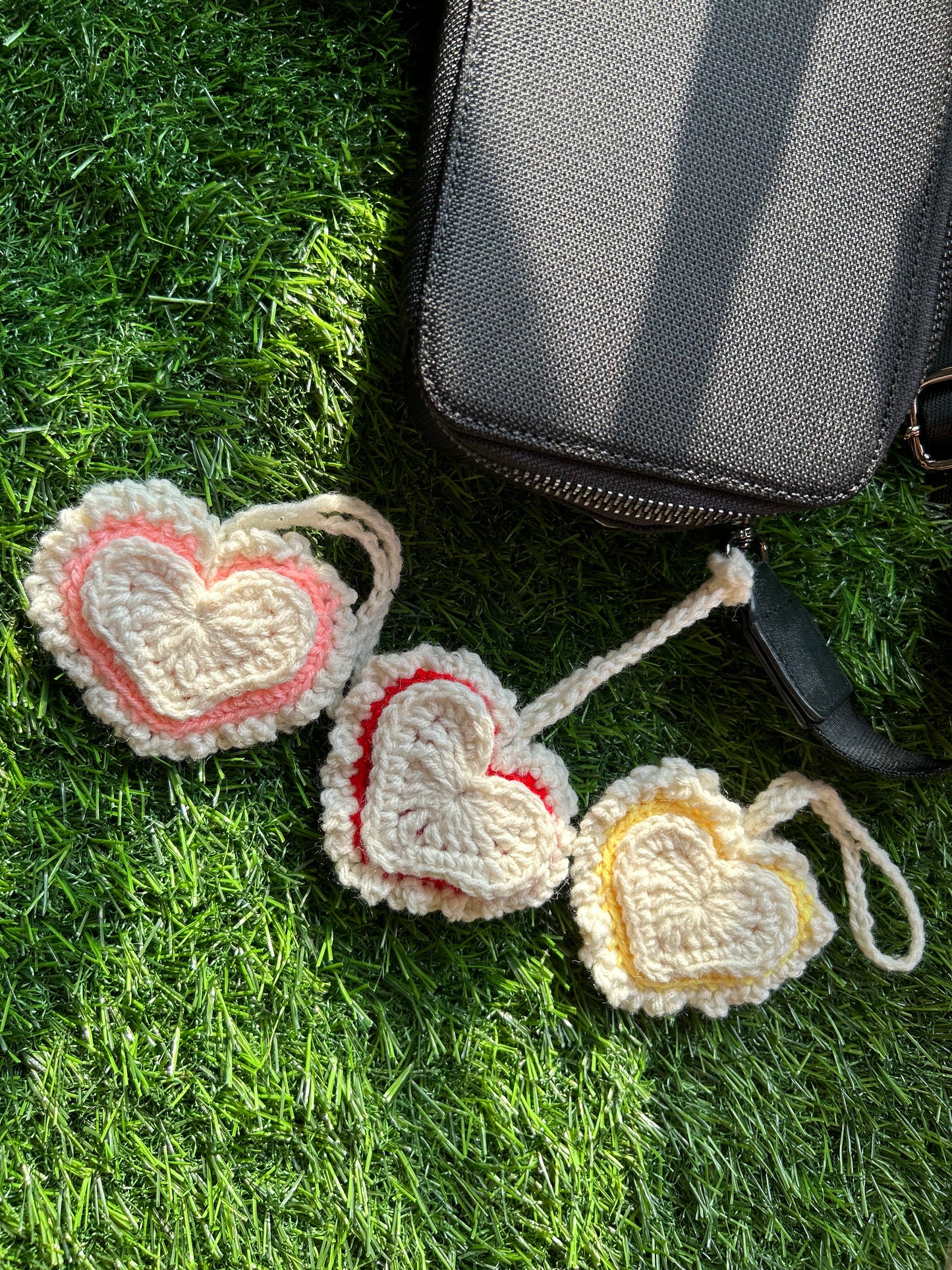 Crochet heart pouch