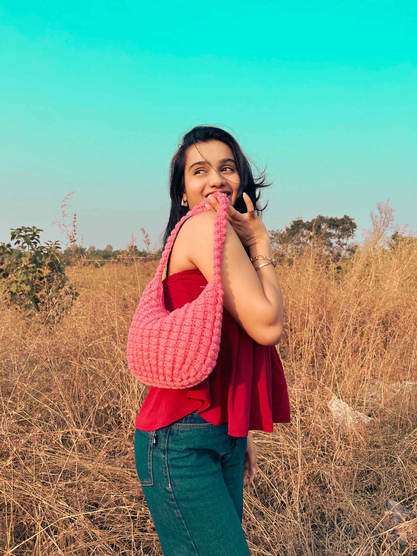 Crochet Pink Puffcorn Bag