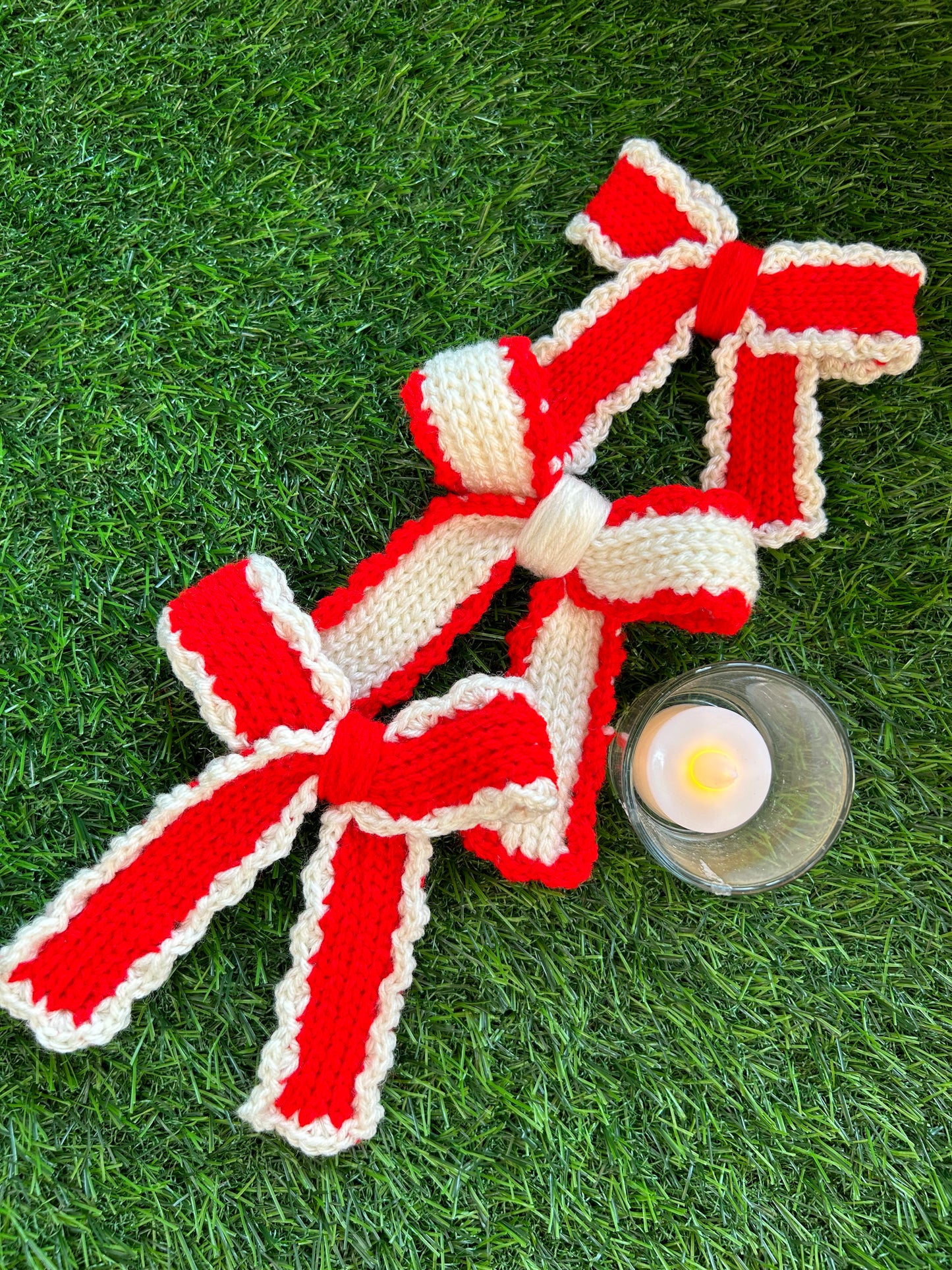 Handmade Crochet Red Hair Bow