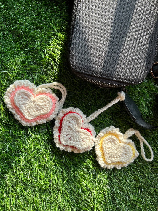 Crochet heart pouch