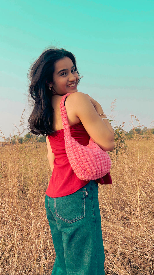 Crochet Pink Puffcorn Bag